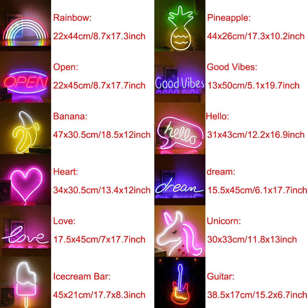 Assorted Neon LED Signs - With Acrylic Back Panel eprolo
