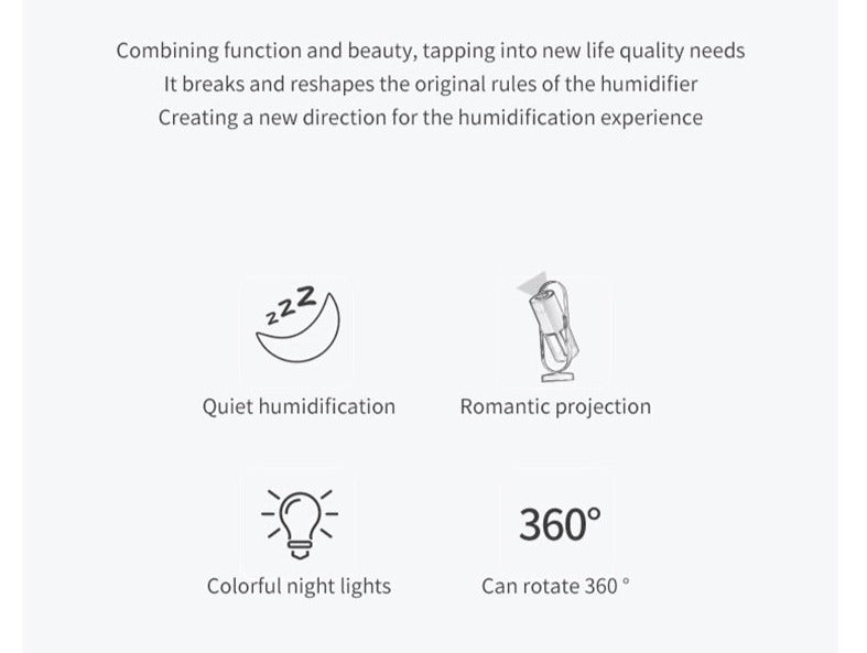Mini Multicolor Projection Night Light/Atomizing Humidifier eprolo