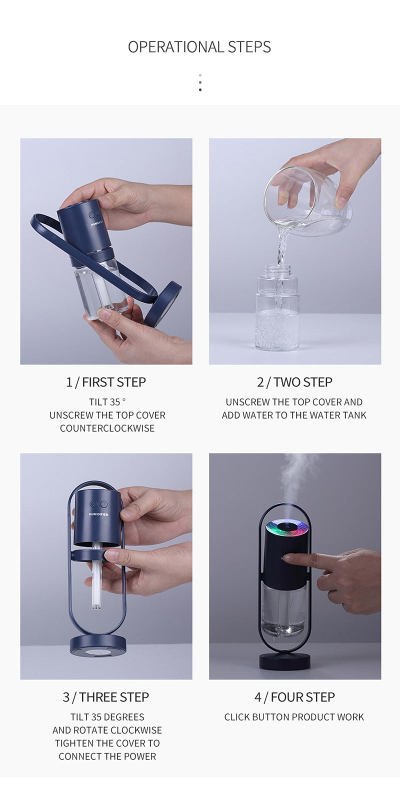 Mini Multicolor Projection Night Light/Atomizing Humidifier eprolo